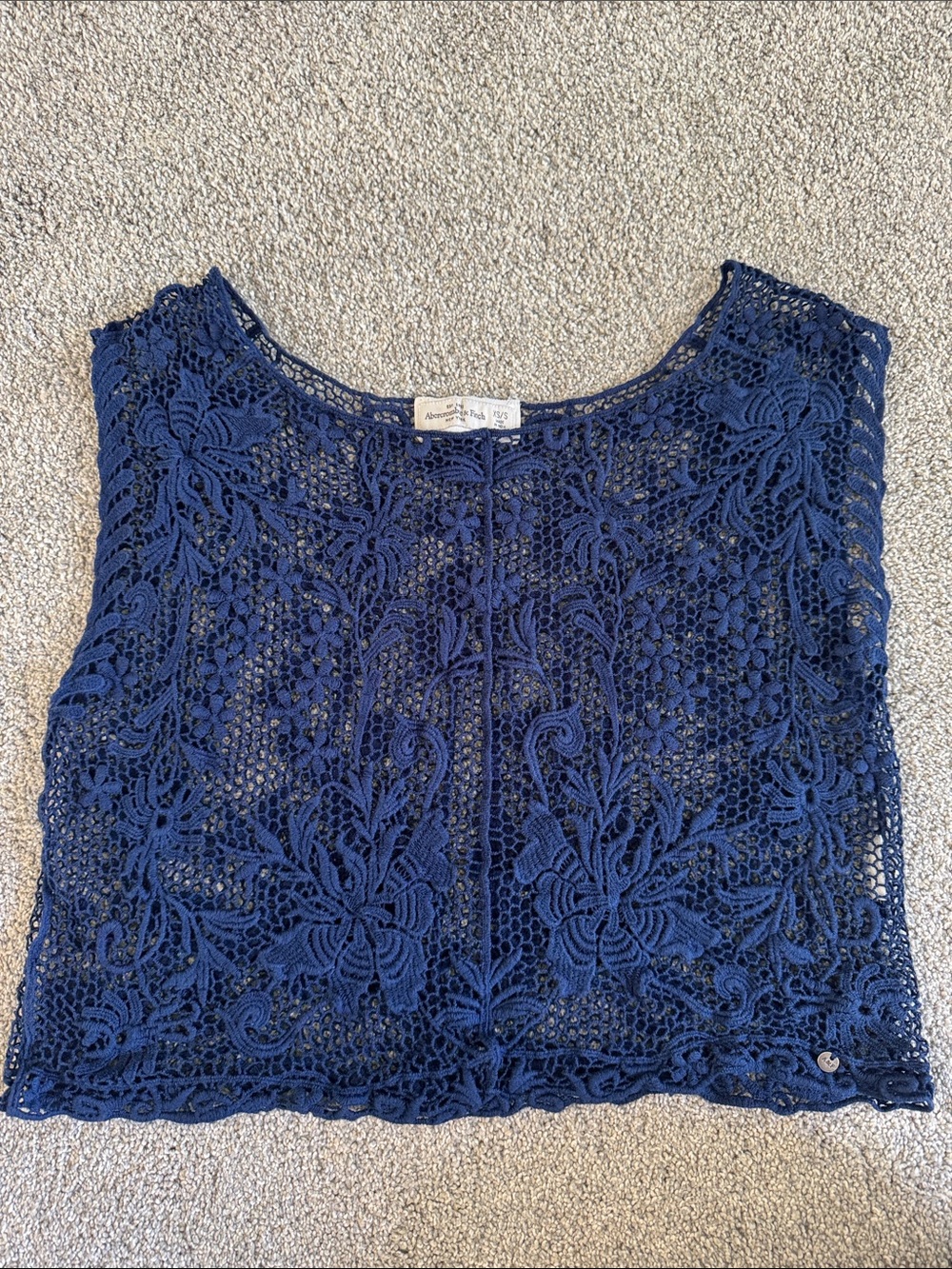 Abercrombie & Fitch Navy Blue Lace Crop Top
